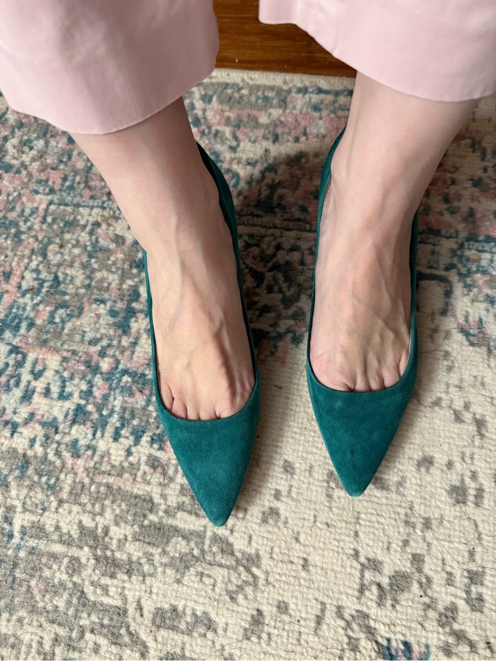 Jcrew NWT Teal Pointed-Toe Women’s heel pumps sz 6 sophia style - Picture 6 of 9